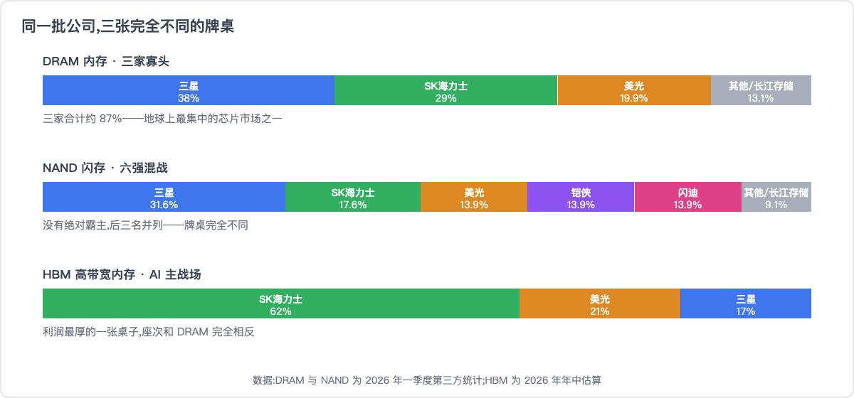 同一批公司,三张完全不同的牌桌