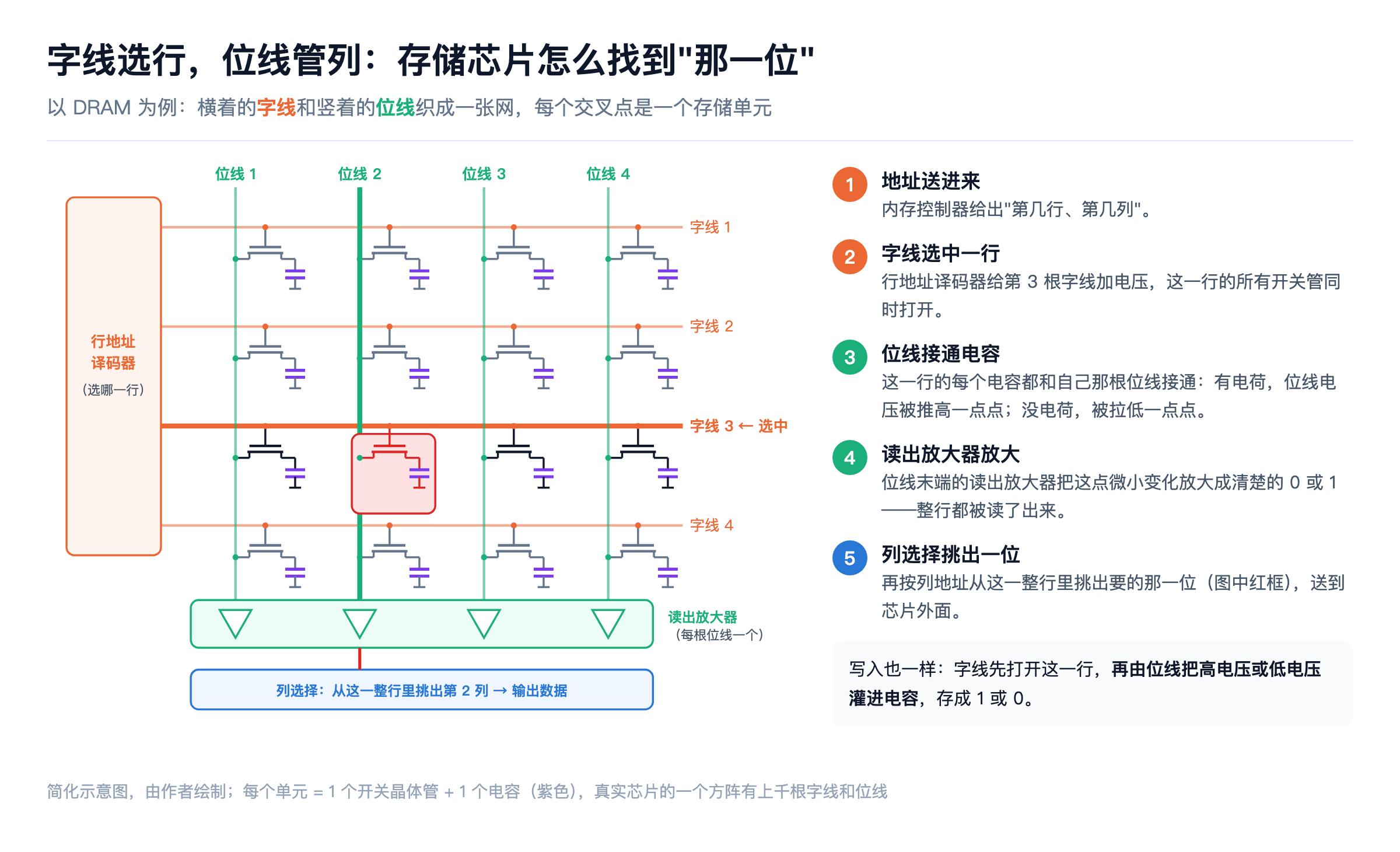 字线选行,位线管列:存储芯片怎么找到"那一位"